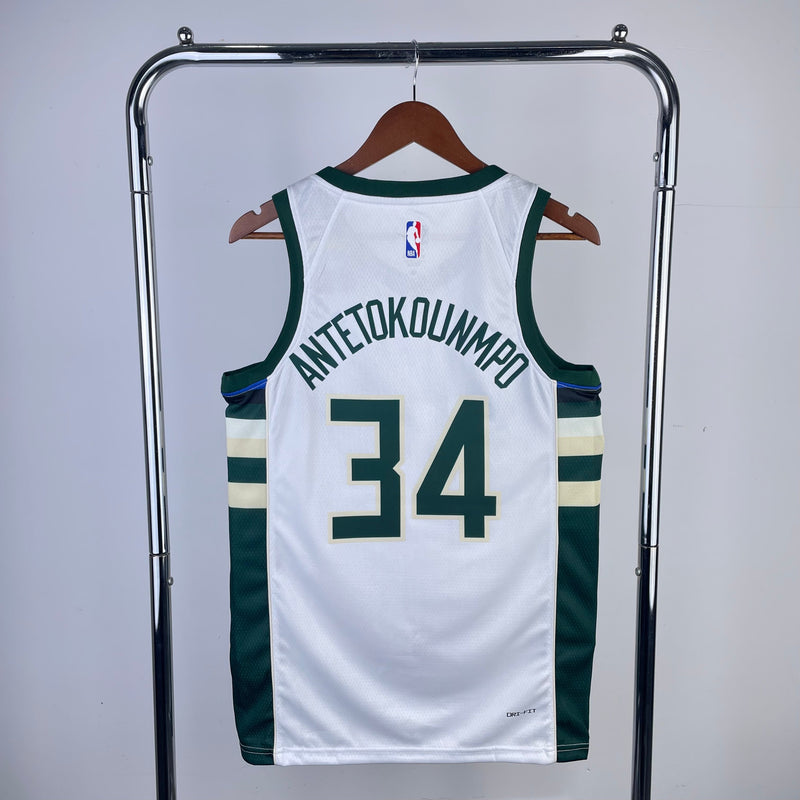 Regata Milwaukee Bucks 23/24 Association Edition Giannis Antetokounmpo Branca