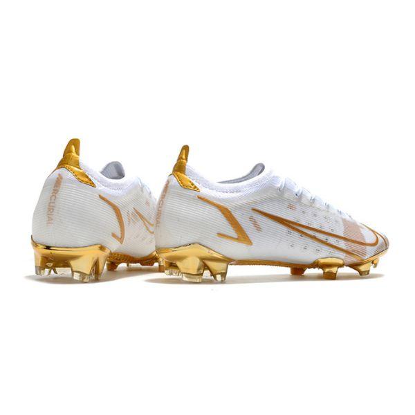 Chuteira Campo Nike Mercurial Vapor 14 Elite FG Branca e Dourada + MEIA DE BRINDE 🎁