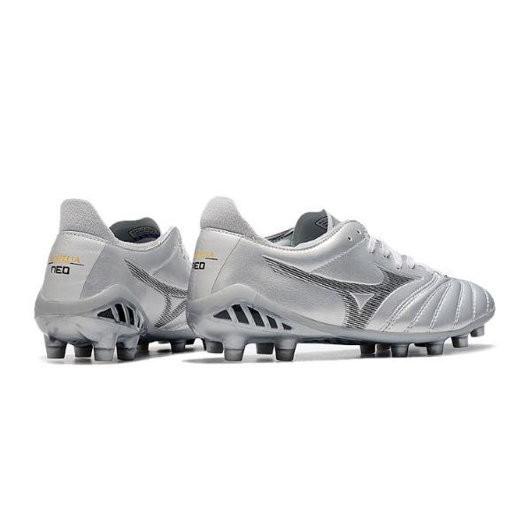 Chuteira Campo Mizuno Morelia Neo III Elite FG Prata + MEIA DE BRINDE 🎁