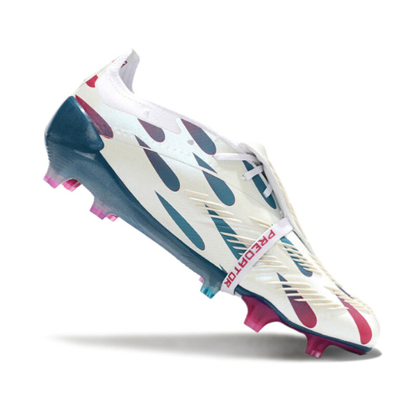 Chuteira Campo Adidas Predator 30 Elite Com Lingua FG Branca, Azul Claro e Rosa + MEIA DE BRINDE 🎁