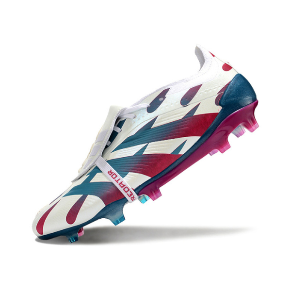 Chuteira Campo Adidas Predator 30 Elite Com Lingua FG Branca, Azul Claro e Rosa + MEIA DE BRINDE 🎁