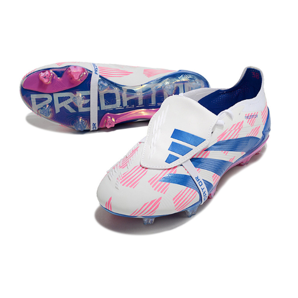 Chuteira Campo Adidas Predator 30 Elite Com Lingua FG Branca, Azul e Rosa + MEIA DE BRINDE 🎁