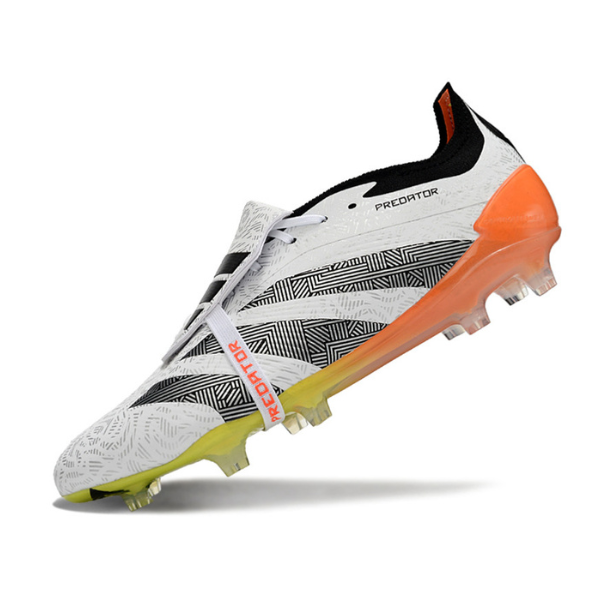 Chuteira Campo Adidas Predator 30 Elite Com Lingua FG Branca, Laranja e Cinza + MEIA DE BRINDE 🎁