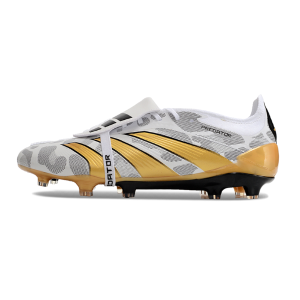 Chuteira Campo Adidas Predator 30 Elite Com Lingua FG Branca, Amarela e Cinza + MEIA DE BRINDE 🎁