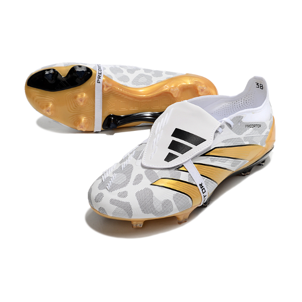 Chuteira Campo Adidas Predator 30 Elite Com Lingua FG Branca, Amarela e Cinza + MEIA DE BRINDE 🎁