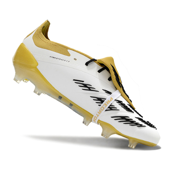 Chuteira Campo Adidas Predator 30 Elite Com Lingua FG Branca e Dourada + MEIA DE BRINDE 🎁