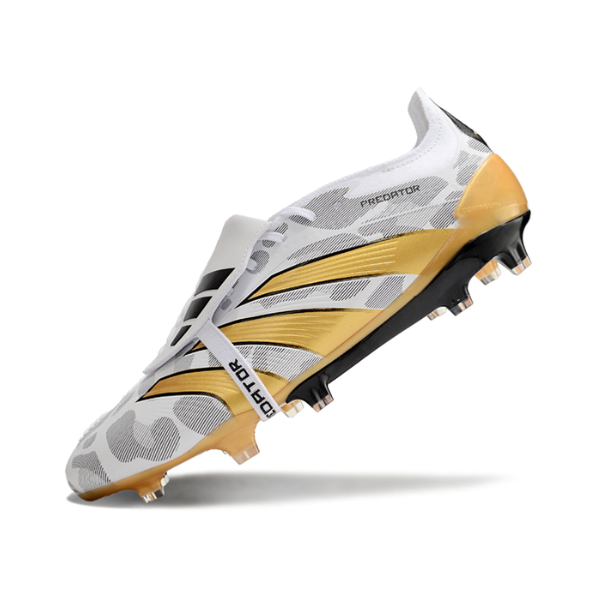 Chuteira Campo Adidas Predator 30 Elite Com Lingua FG Branca, Amarela e Cinza + MEIA DE BRINDE 🎁