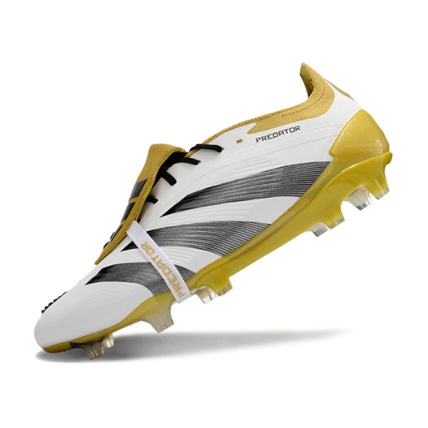 Chuteira Campo Adidas Predator 30 Elite Com Lingua FG Branca e Dourada + MEIA DE BRINDE 🎁