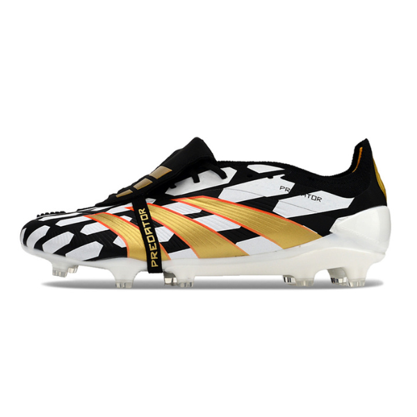 Chuteira Campo Adidas Predator 30 Elite Com Lingua FG Preta, Branca e Amarela + MEIA DE BRINDE 🎁