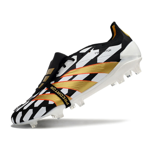 Chuteira Campo Adidas Predator 30 Elite Com Lingua FG Preta, Branca e Amarela + MEIA DE BRINDE 🎁