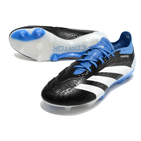 Chuteira Campo Adidas Predator 30 Elite FG Preta, Branca e Azul + MEIA DE BRINDE 🎁