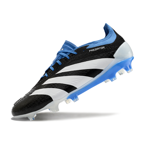 Chuteira Campo Adidas Predator 30 Elite FG Preta, Branca e Azul + MEIA DE BRINDE 🎁