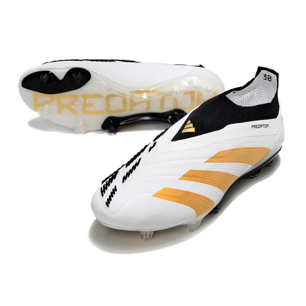 Chuteira Campo Adidas Predator 30 Elite Sem Cadarço FG Branca, Amarela e Preta + MEIA DE BRINDE 🎁