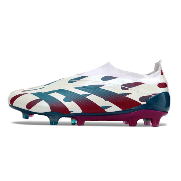 Chuteira Campo Adidas Predator 30 Elite Sem Cadarço FG Branca, Azul e Rosa + MEIA DE BRINDE 🎁
