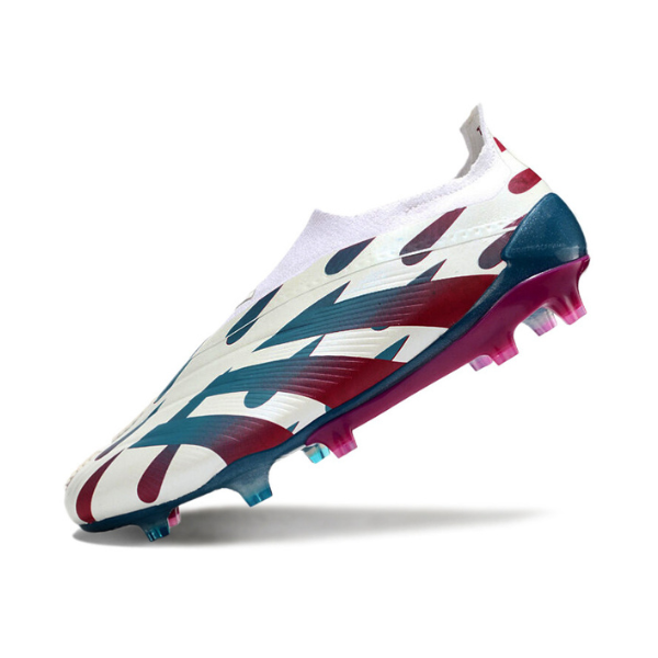 Chuteira Campo Adidas Predator 30 Elite Sem Cadarço FG Branca, Azul e Rosa + MEIA DE BRINDE 🎁
