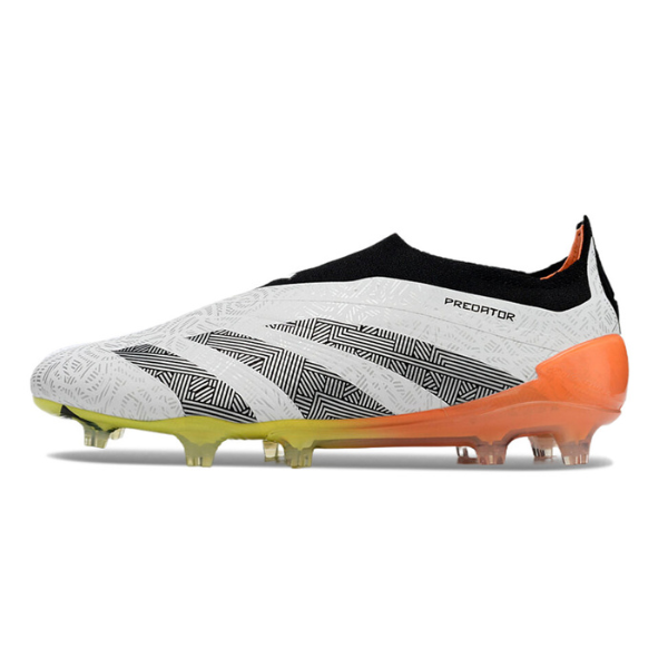 Chuteira Campo Adidas Predator 30 Elite Sem Cadarço FG Branca, Laranja e Cinza + MEIA DE BRINDE 🎁