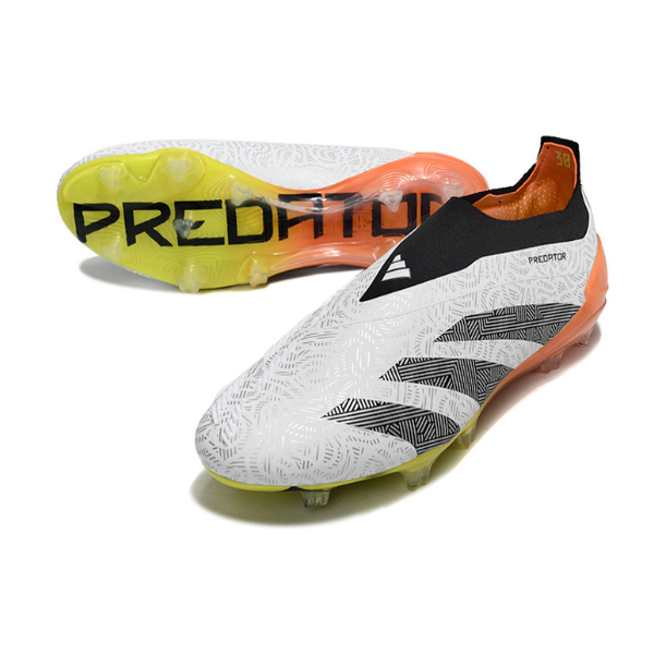 Chuteira Campo Adidas Predator 30 Elite Sem Cadarço FG Branca, Laranja e Cinza + MEIA DE BRINDE 🎁