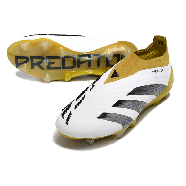 Chuteira Campo Adidas Predator 30 Elite Sem Cadarço FG Branca e Amarela + MEIA DE BRINDE 🎁