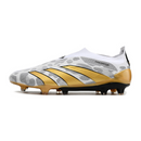 Chuteira Campo Adidas Predator 30 Elite Sem Cadarço FG Cinza e Dourada + MEIA DE BRINDE 🎁