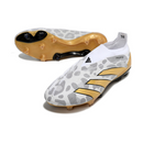 Chuteira Campo Adidas Predator 30 Elite Sem Cadarço FG Cinza e Dourada + MEIA DE BRINDE 🎁