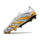 Chuteira Campo Adidas Predator 30 Elite Sem Cadarço FG Cinza e Dourada + MEIA DE BRINDE 🎁