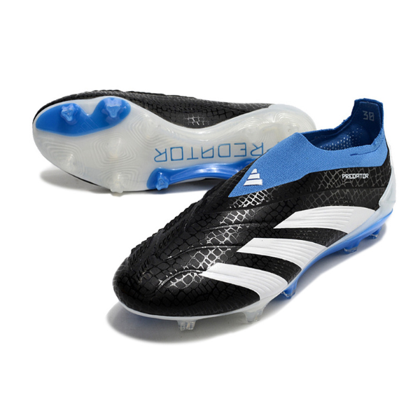 Chuteira Campo Adidas Predator 30 Elite Sem Cadarço FG Preta, Branca e Azul + MEIA DE BRINDE 🎁