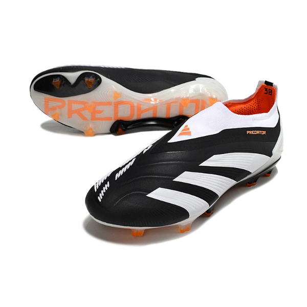 Chuteira Campo Adidas Predator 30 Elite Sem Cadarço FG Preta, Branca e Laranja + MEIA DE BRINDE 🎁