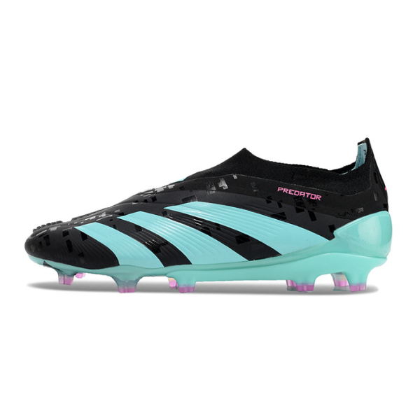 Chuteira Campo Adidas Predator 30 Elite Sem Cadarço FG Preta e Azul Claro + MEIA DE BRINDE 🎁