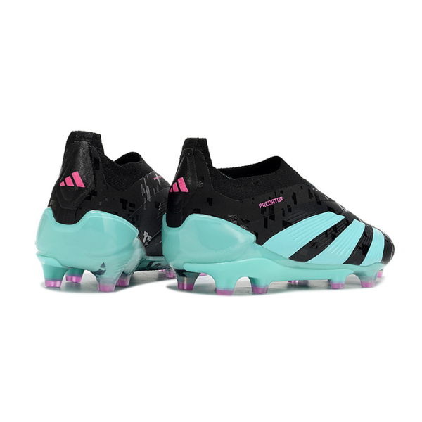 Chuteira Campo Adidas Predator 30 Elite Sem Cadarço FG Preta e Azul Claro + MEIA DE BRINDE 🎁