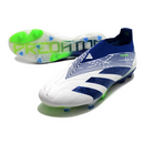 Chuteira Campo Adidas Predator 30 Elite Sem Cadarço FG Branca, Azul e Verde + MEIA DE BRINDE 🎁