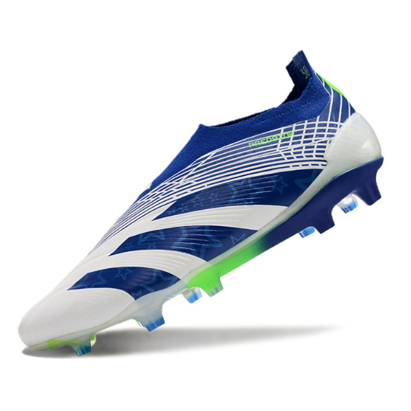 Chuteira Campo Adidas Predator 30 Elite Sem Cadarço FG Branca, Azul e Verde + MEIA DE BRINDE 🎁