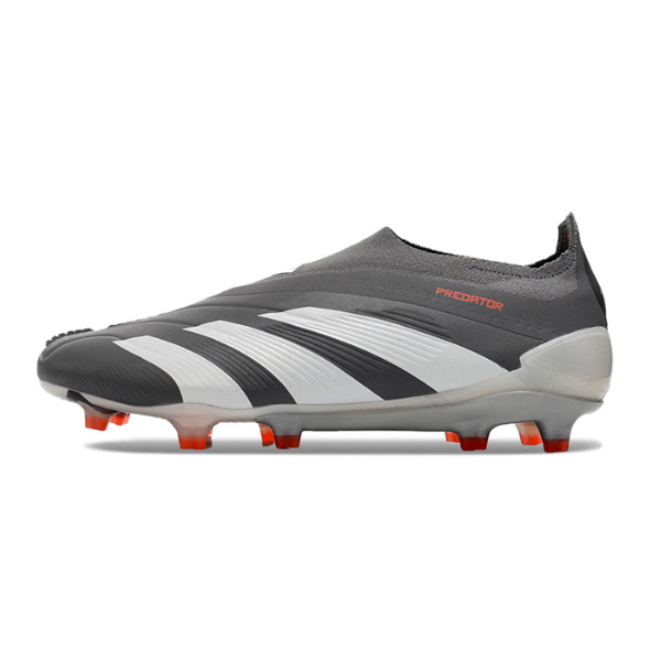 Chuteira Campo Adidas Predator 30 Elite Sem Cadarço FG Cinza e Branca + MEIA DE BRINDE 🎁