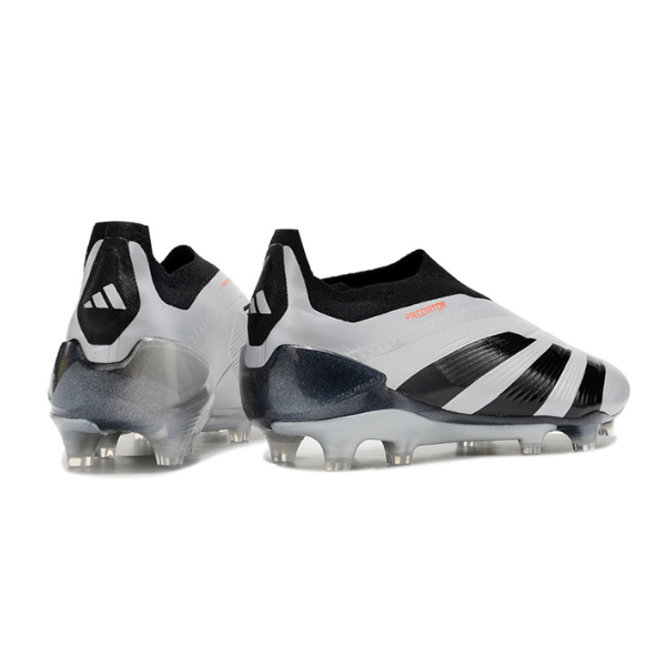 Chuteira Campo Adidas Predator 30 Elite Sem Cadarço FG Prata e Preta + MEIA DE BRINDE 🎁