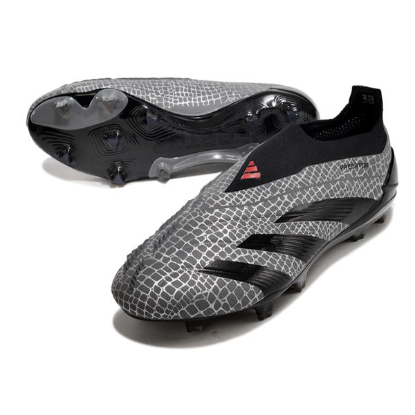 Chuteira Campo Adidas Predator 30 Elite Sem Cadarço FG Cinza e Preta + MEIA DE BRINDE 🎁