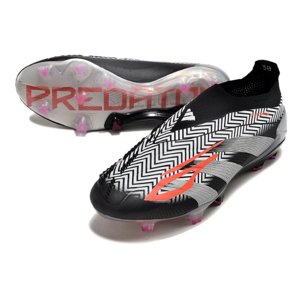 Chuteira Campo Adidas Predator 30 Elite Sem Cadarço FG Preta, Branca e Cinza + MEIA DE BRINDE 🎁