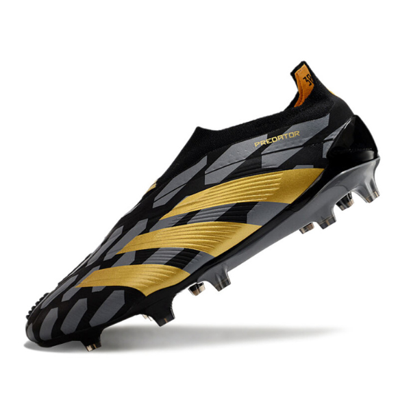 Chuteira Campo Adidas Predator 30 Elite Sem Cadarço FG Preta, Cinza e Dourada + MEIA DE BRINDE 🎁