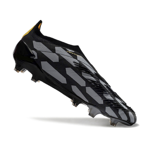Chuteira Campo Adidas Predator 30 Elite Sem Cadarço FG Preta, Cinza e Dourada + MEIA DE BRINDE 🎁