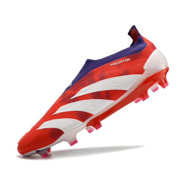 Chuteira Campo Adidas Predator 30 Elite Sem Cadarço FG Vermelha, Branca e Roxa + MEIA DE BRINDE 🎁