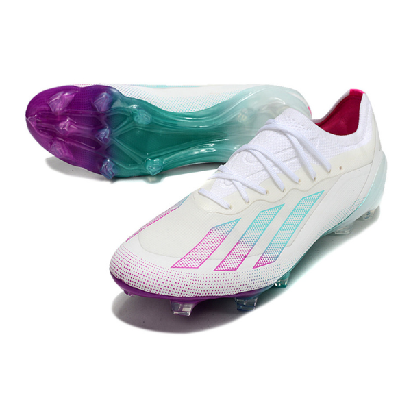 Chuteira Campo Adidas X Crazyfast.1 FG Branca, Roxa e Azul + MEIA DE BRINDE 🎁