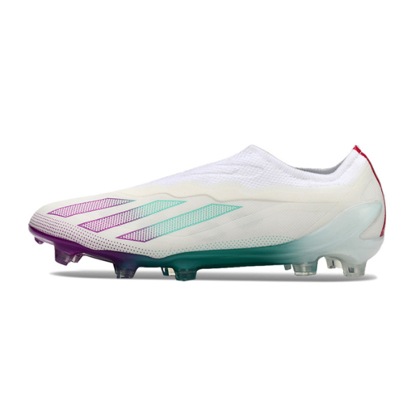Chuteira Campo Adidas X Crazyfast.1 Sem Cadarço FG Branca, Roxa e Azul + MEIA DE BRINDE 🎁