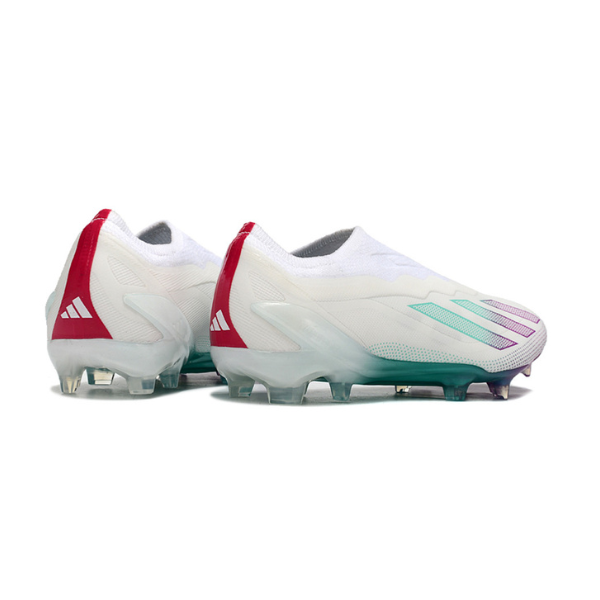 Chuteira Campo Adidas X Crazyfast.1 Sem Cadarço FG Branca, Roxa e Azul + MEIA DE BRINDE 🎁