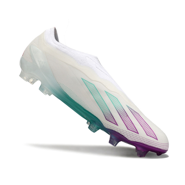Chuteira Campo Adidas X Crazyfast.1 Sem Cadarço FG Branca, Roxa e Azul + MEIA DE BRINDE 🎁