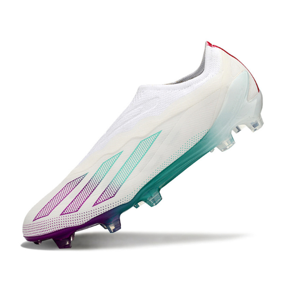 Chuteira Campo Adidas X Crazyfast.1 Sem Cadarço FG Branca, Roxa e Azul + MEIA DE BRINDE 🎁