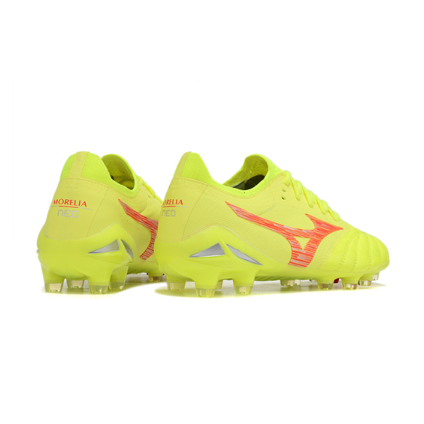 Chuteira Campo Mizuno Morelia Neo IV Elite FG Amarela e Vermelha + MEIA DE BRINDE 🎁