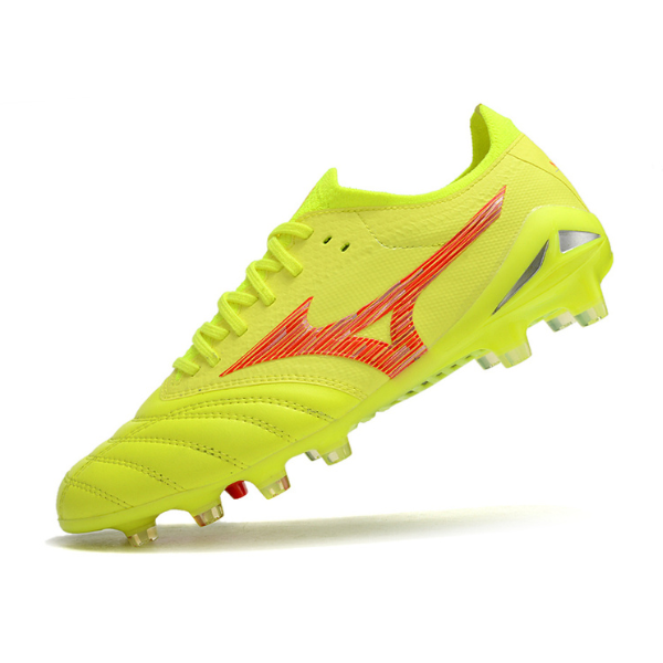 Chuteira Campo Mizuno Morelia Neo IV Elite FG Amarela e Vermelha + MEIA DE BRINDE 🎁