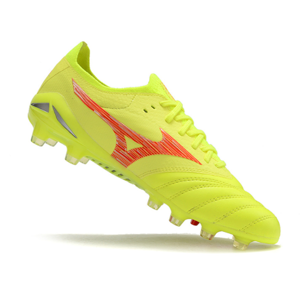 Chuteira Campo Mizuno Morelia Neo IV Elite FG Amarela e Vermelha + MEIA DE BRINDE 🎁