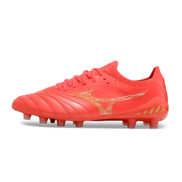 Chuteira Campo Mizuno Morelia Neo III Elite FG Vermelha e Amarela + MEIA DE BRINDE 🎁