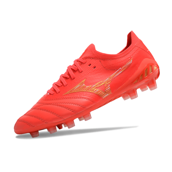 Chuteira Campo Mizuno Morelia Neo III Elite FG Vermelha e Amarela + MEIA DE BRINDE 🎁