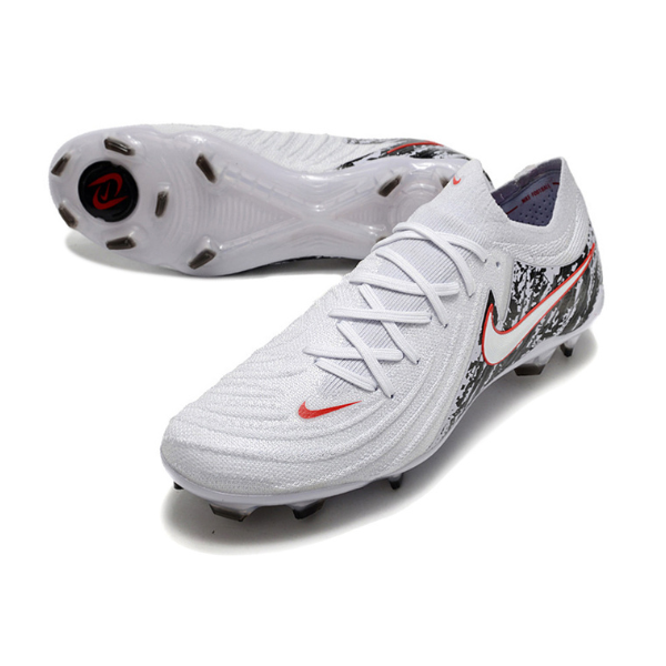 Chuteira Campo Nike Phantom GX2 Elite FG Branca, Preta e Vermelha + MEIA DE BRINDE 🎁