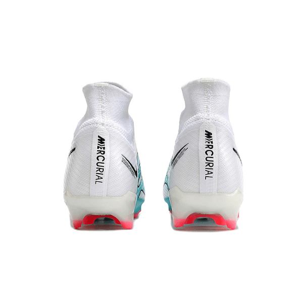Chuteira Campo Nike Zoom Mercurial Superfly 9 Elite FG Branca, Azul Claro e Rosa + MEIA DE BRINDE 🎁